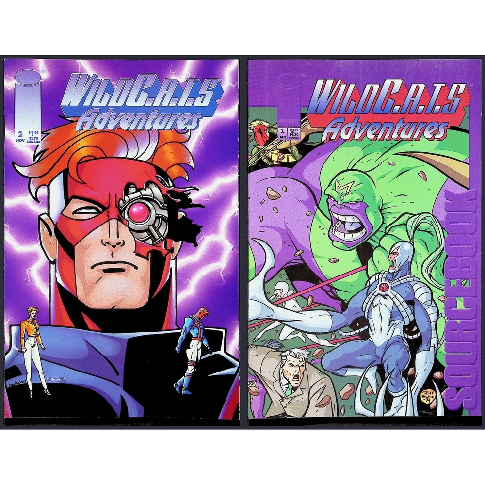 WildC.A.T.s Adventures 2X Comic Lot #2 1 Sourcebook Ty Templeton Image